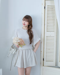 Cloud Beige Set 雲朵細褶彈性裙褲套裝/ SE9224 (pre-order 5月28截單)