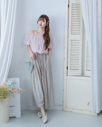 Glossy Wide Leg Pants 光澤感金飾點綴傘裙褲/ PT8479 (pre-order 5月28截單)
