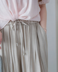 Glossy Wide Leg Pants 光澤感金飾點綴傘裙褲/ PT8479 (pre-order 5月28截單)
