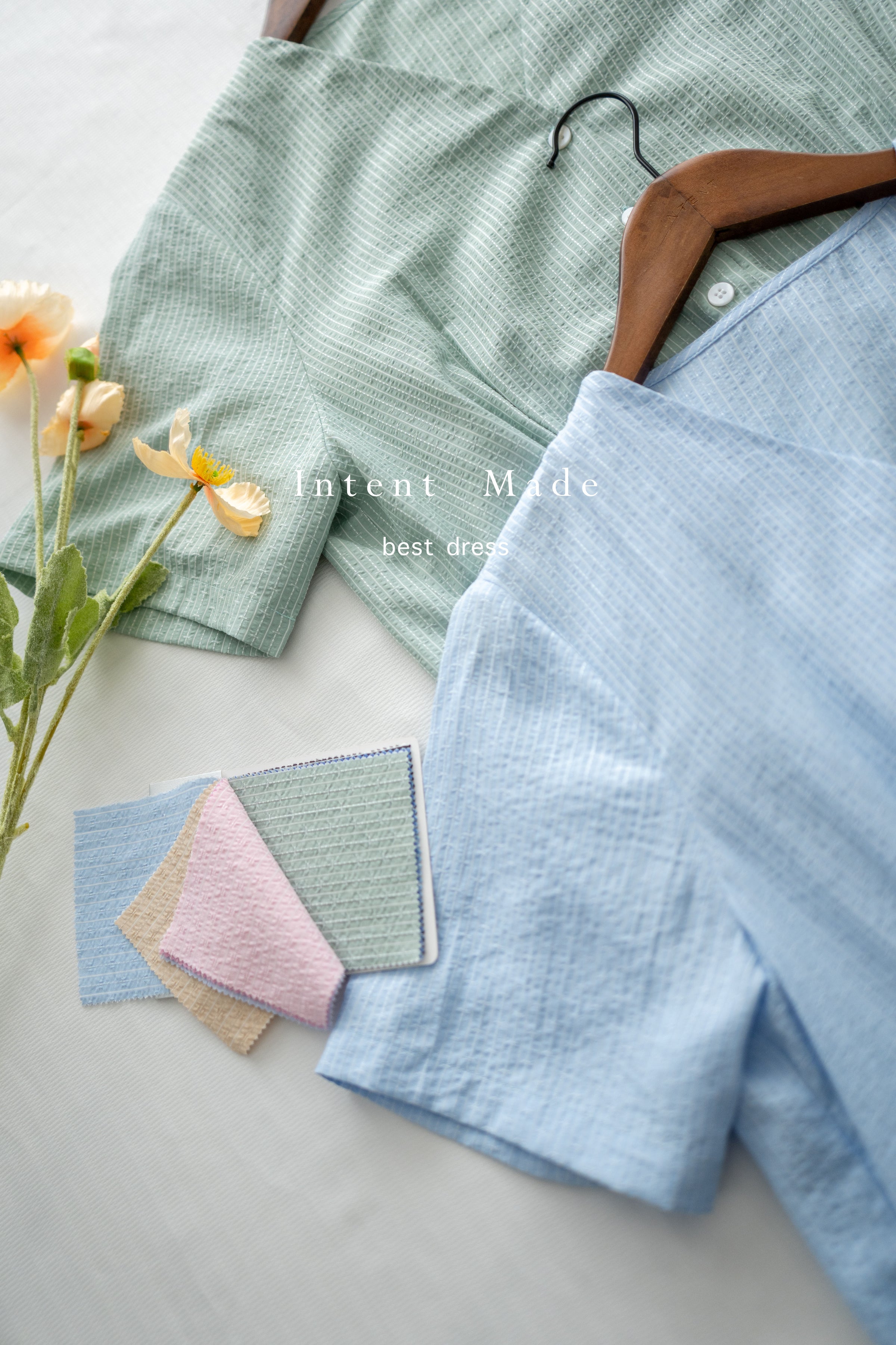 [intent label/intent製 ] Stardust Stripe Dress 星塵織線條紋顯瘦弧腰線連身裙/ DSA8003 (Honeydew sold out)
