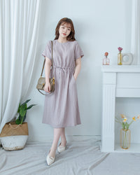 [intent label/ intent 製] Stripe Dress 法式細條防皺棉感口袋連身裙/ DSA8004
