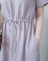 [intent label/ intent 製] Stripe Dress 法式細條防皺棉感口袋連身裙/ DSA8004