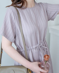 [intent label/ intent 製] Stripe Dress 法式細條防皺棉感口袋連身裙/ DSA8004
