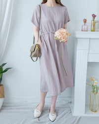 [intent label/ intent 製] Stripe Dress 法式細條防皺棉感口袋連身裙/ DSA8004