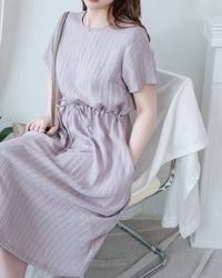 [intent label/ intent 製] Stripe Dress 法式細條防皺棉感口袋連身裙/ DSA8004