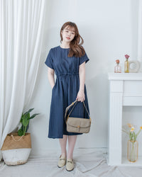 [intent label/ intent 製] Stripe Dress 法式細條防皺棉感口袋連身裙/ DSA8004
