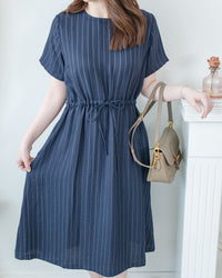 [intent label/ intent 製] Stripe Dress 法式細條防皺棉感口袋連身裙/ DSA8004