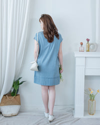Denim Aline Dress 隨性輕身拼線設計膝上牛仔連身裙/ DS1116