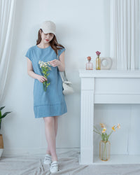 Denim Aline Dress 隨性輕身拼線設計膝上牛仔連身裙/ DS1116