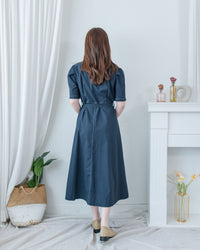 Stitch Linen Dress 明線車邊輕復古腰帶修腰連身裙/ DS1125