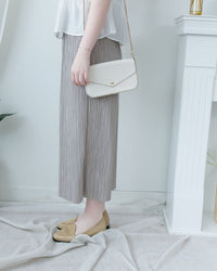 Pleated Shimmer Skirt 微光澤防皺顯瘦直條紋口袋長裙/ SK8943 (pre-order black)