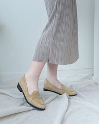Pleated Shimmer Skirt 微光澤防皺顯瘦直條紋口袋長裙/ SK8943 (pre-order black)
