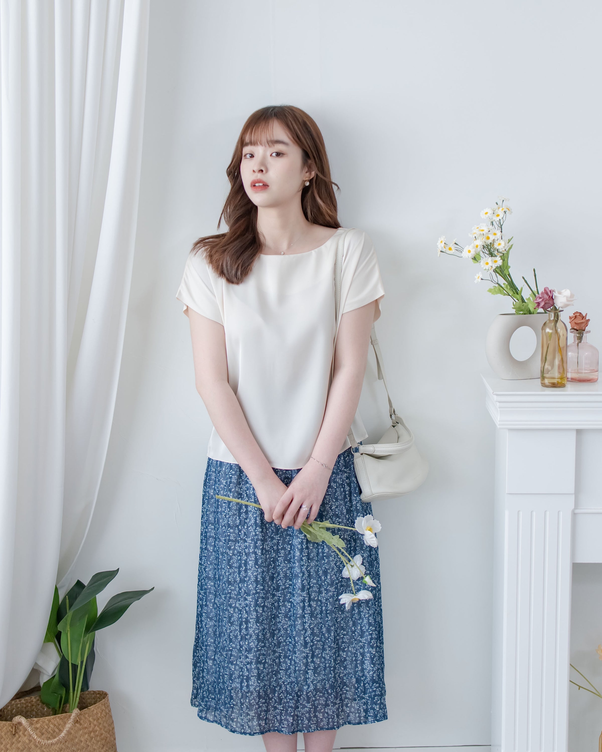 [intent label/ intent 製] champagne Blouse 香檳色澤無肩線質感上衣/ TPA8002