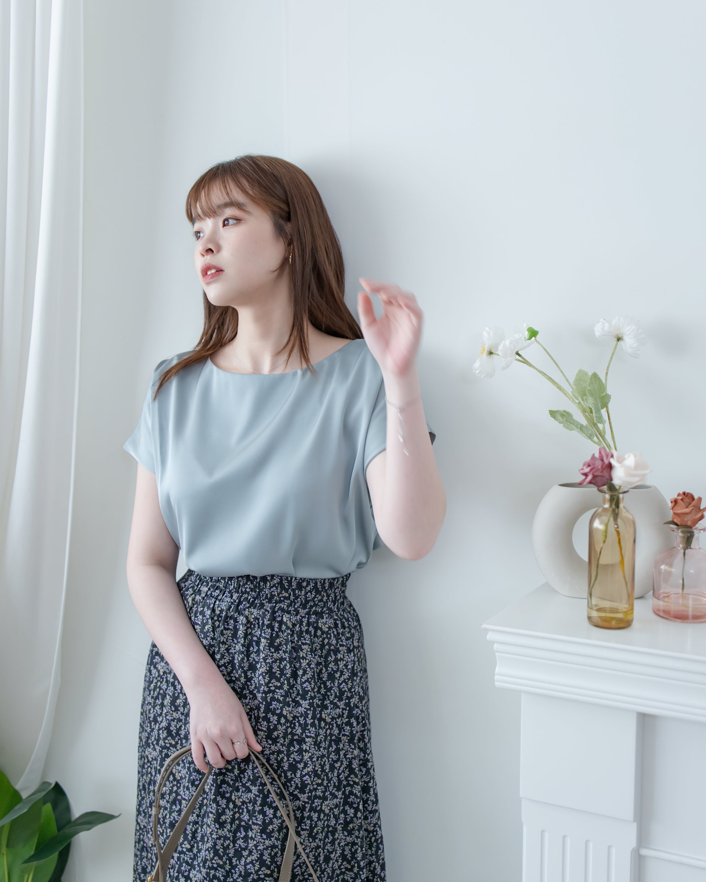 [intent label/ intent 製] champagne Blouse 香檳色澤無肩線質感上衣/ TPA8002