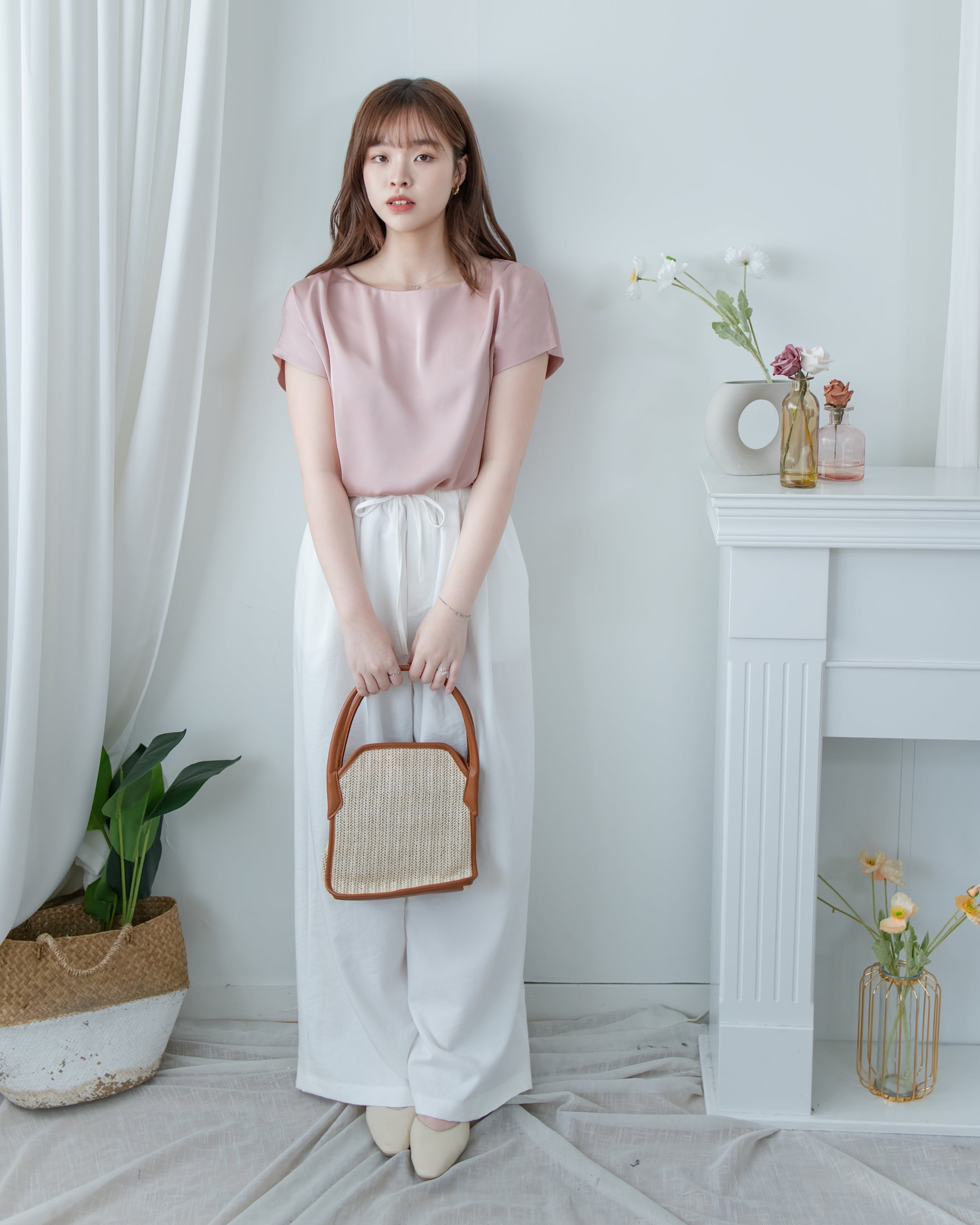 [intent label/ intent 製] champagne Blouse 香檳色澤無肩線質感上衣/ TPA8002