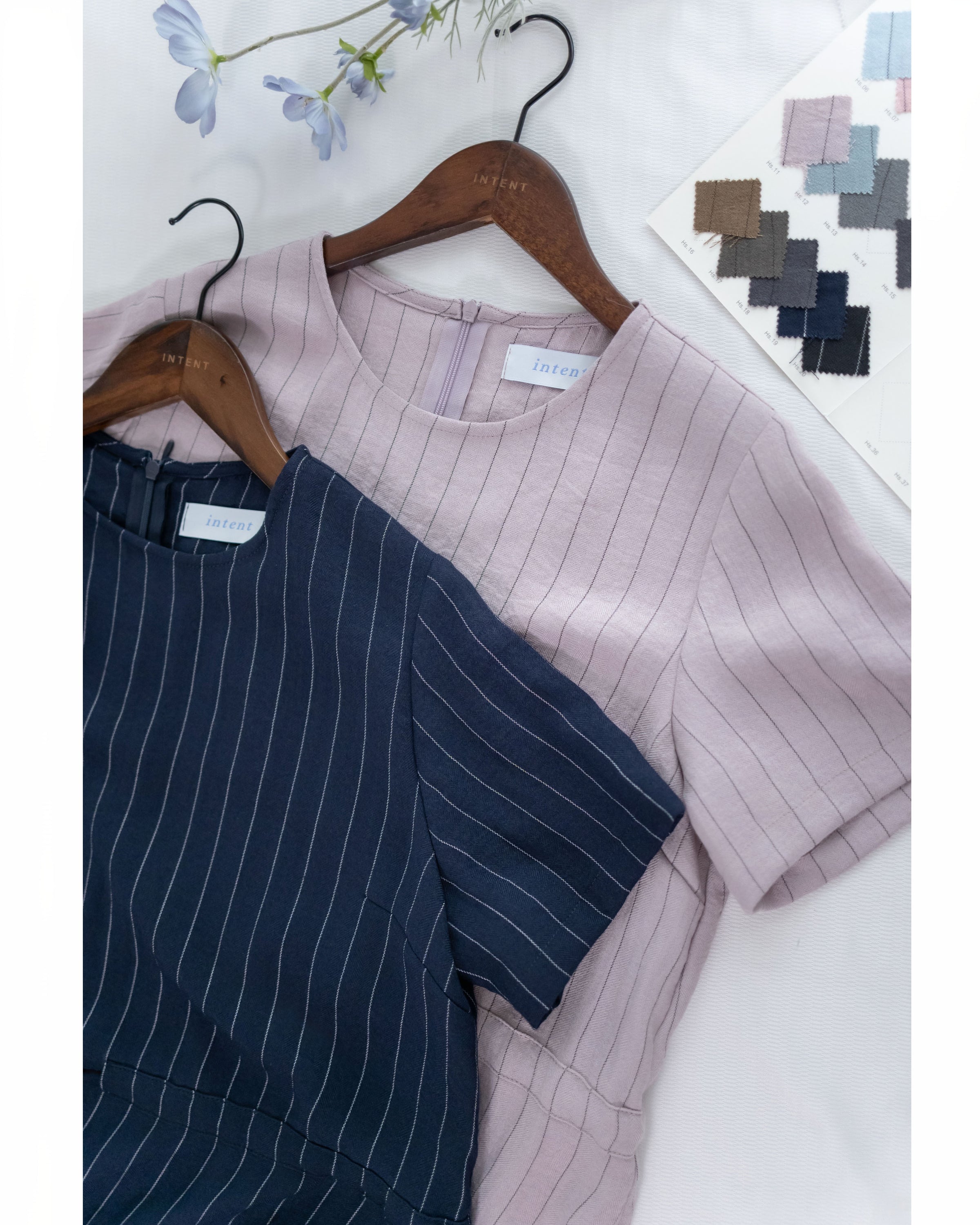 [intent label/ intent 製] Stripe Dress 法式細條防皺棉感口袋連身裙/ DSA8004