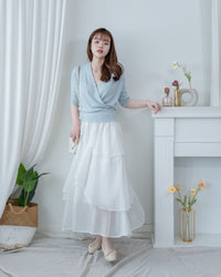 Wrap Knit Top 溫柔交疊領隨性織紋針織上衣/ TP9226 (pre-order mintblue)
