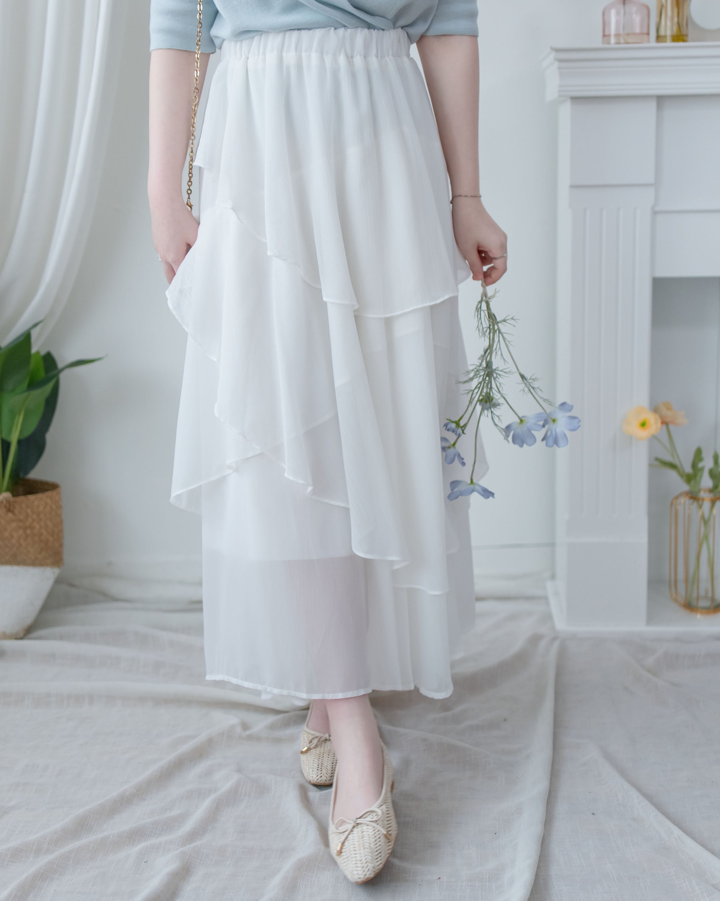 Chiffon Layer Skirt 飄逸雪紡多層次橡筋腰長裙/ SK8940 (pre-order)
