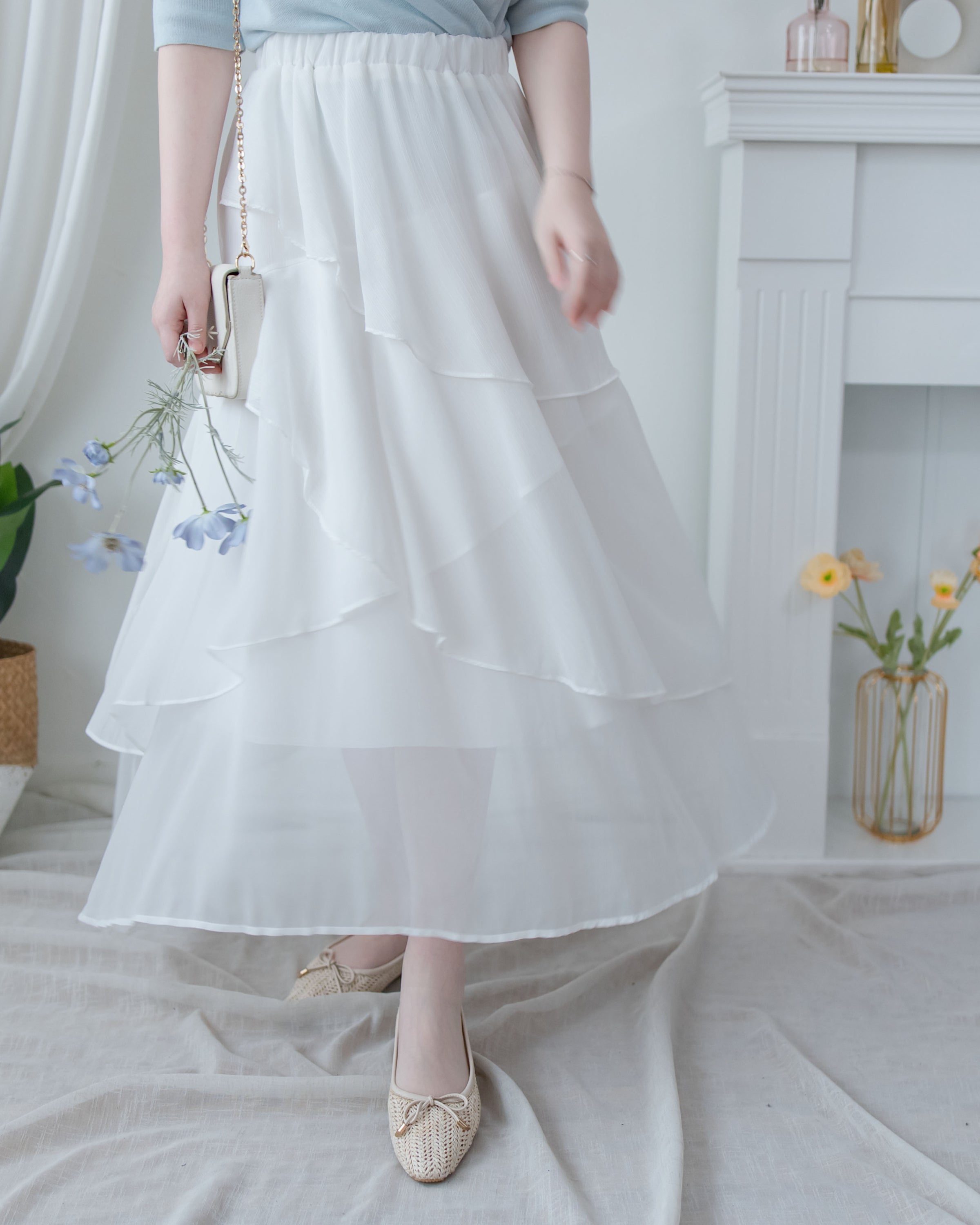 Chiffon Layer Skirt 飄逸雪紡多層次橡筋腰長裙/ SK8940 (pre-order)
