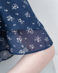 Chiffon Ribbon Dress 荷葉袖雪紡花束絲帶腰帶連身裙/ DS1133 (pre-order ivory/navy)