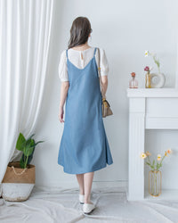 Border Vest Set 精緻車線吊帶裙後珍珠套裝/ SE8114 (pre-order blue)