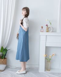 Border Vest Set 精緻車線吊帶裙後珍珠套裝/ SE8114 (pre-order blue)