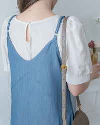 Border Vest Set 精緻車線吊帶裙後珍珠套裝/ SE8114 (pre-order blue)