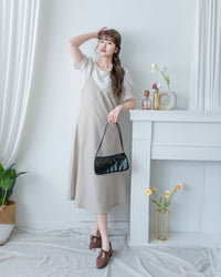 Border Vest Set 精緻車線吊帶裙後珍珠套裝/ SE8114 (pre-order blue)
