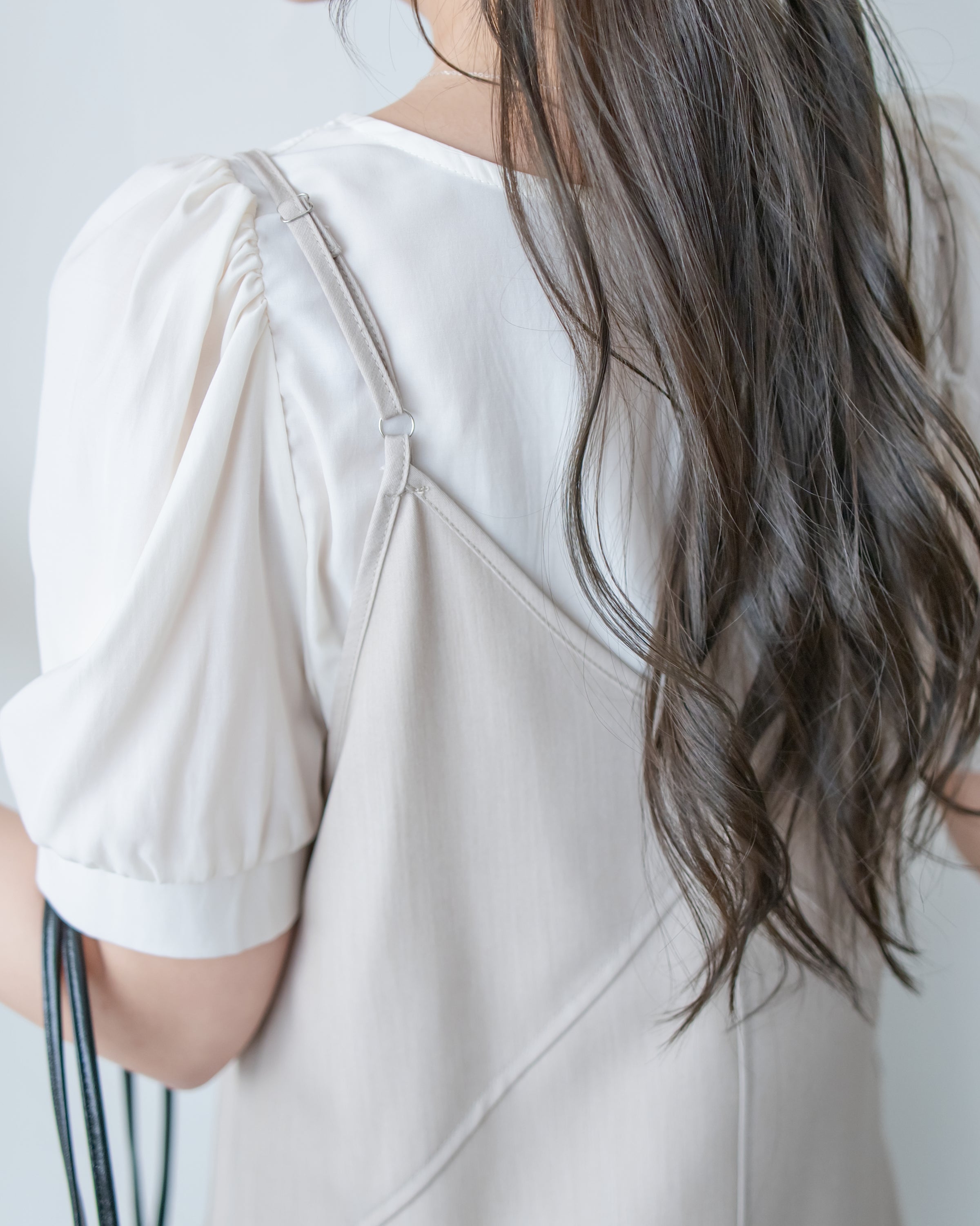 Border Vest Set 精緻車線吊帶裙後珍珠套裝/ SE8114 (pre-order blue)