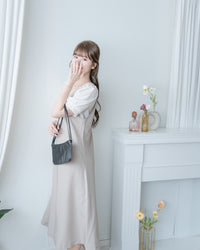 Border Vest Set 精緻車線吊帶裙後珍珠套裝/ SE8114 (pre-order blue)