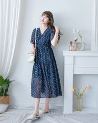 [intent label/intent製 ] Marguerite Chiffon Dress 瑪格麗特花束雪花連身裙/ DSA8005