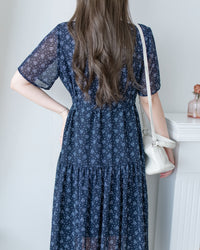 [intent label/intent製 ] Marguerite Chiffon Dress 瑪格麗特花束雪花連身裙/ DSA8005