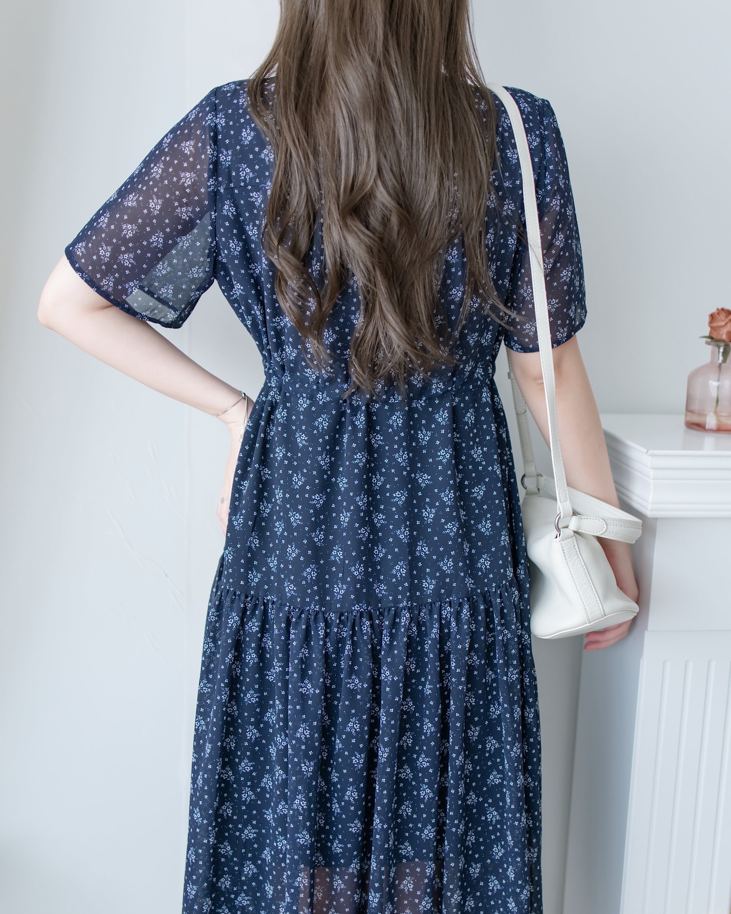 [intent label/intent製 ] Marguerite Chiffon Dress 瑪格麗特花束雪花連身裙/ DSA8005