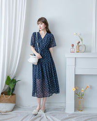 [intent label/intent製 ] Marguerite Chiffon Dress 瑪格麗特花束雪花連身裙/ DSA8005