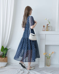 [intent label/intent製 ] Marguerite Chiffon Dress 瑪格麗特花束雪花連身裙/ DSA8005