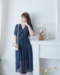 [intent label/intent製 ] Marguerite Chiffon Dress 瑪格麗特花束雪花連身裙/ DSA8005
