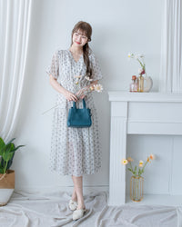 [intent label/intent製 ] Marguerite Chiffon Dress 瑪格麗特花束雪花連身裙/ DSA8005