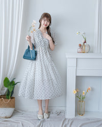 [intent label/intent製 ] Marguerite Chiffon Dress 瑪格麗特花束雪花連身裙/ DSA8005