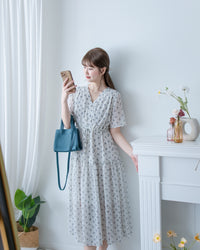 [intent label/intent製 ] Marguerite Chiffon Dress 瑪格麗特花束雪花連身裙/ DSA8005