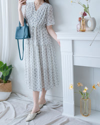 [intent label/intent製 ] Marguerite Chiffon Dress 瑪格麗特花束雪花連身裙/ DSA8005