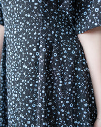Floral Fishtail Dress 法式方領立體腰褶魚尾印花口袋連身裙/ DS1131 (pre-order)