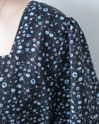 Floral Fishtail Dress 法式方領立體腰褶魚尾印花口袋連身裙/ DS1131 (pre-order)