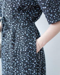Floral Fishtail Dress 法式方領立體腰褶魚尾印花口袋連身裙/ DS1131 (pre-order)