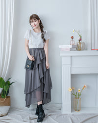 Chiffon Layer Skirt 飄逸雪紡多層次橡筋腰長裙/ SK8940 (pre-order)