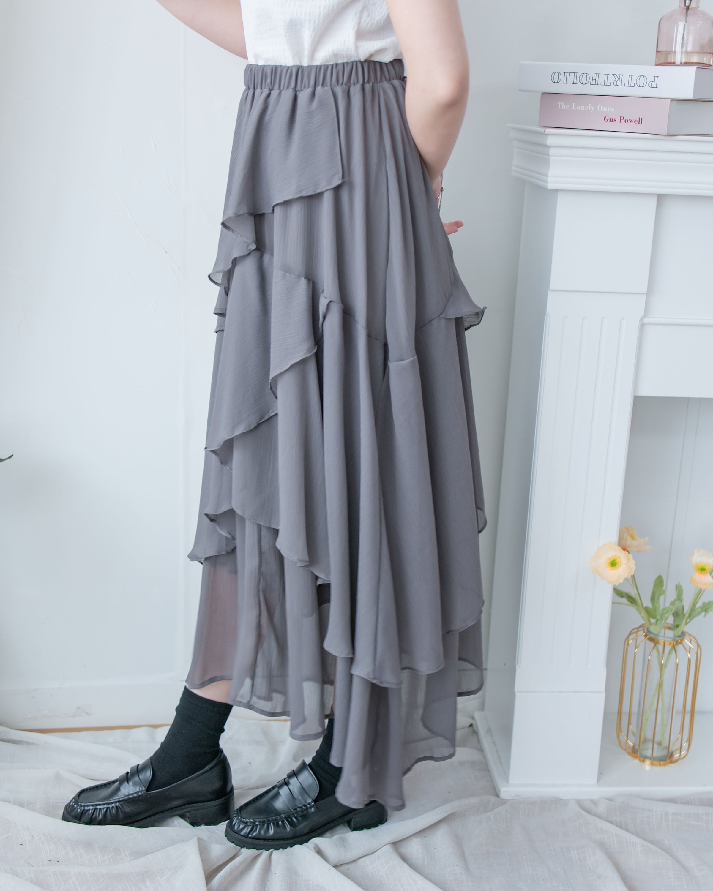 Chiffon Layer Skirt 飄逸雪紡多層次橡筋腰長裙/ SK8940 (pre-order)