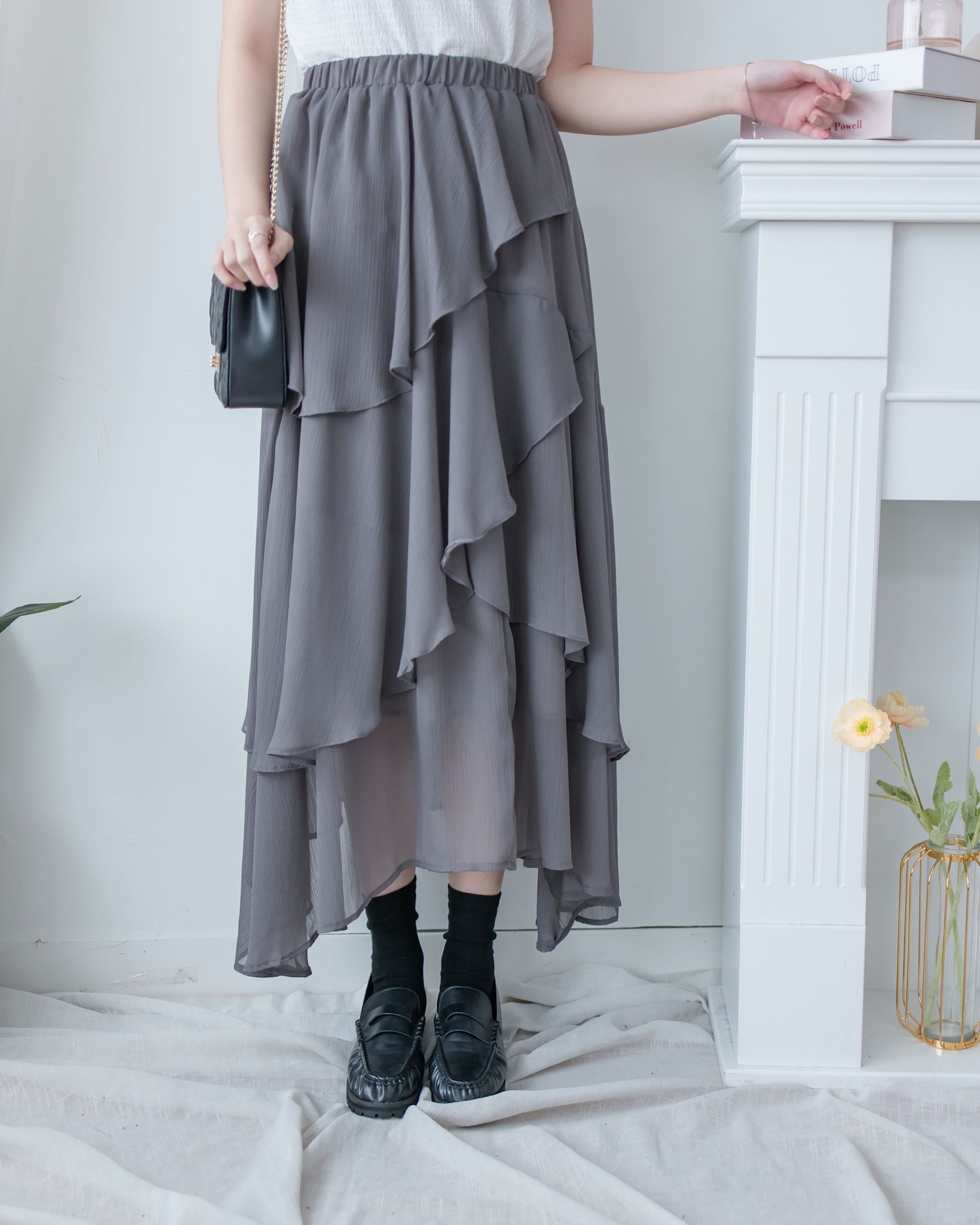 Chiffon Layer Skirt 飄逸雪紡多層次橡筋腰長裙/ SK8940 (pre-order)
