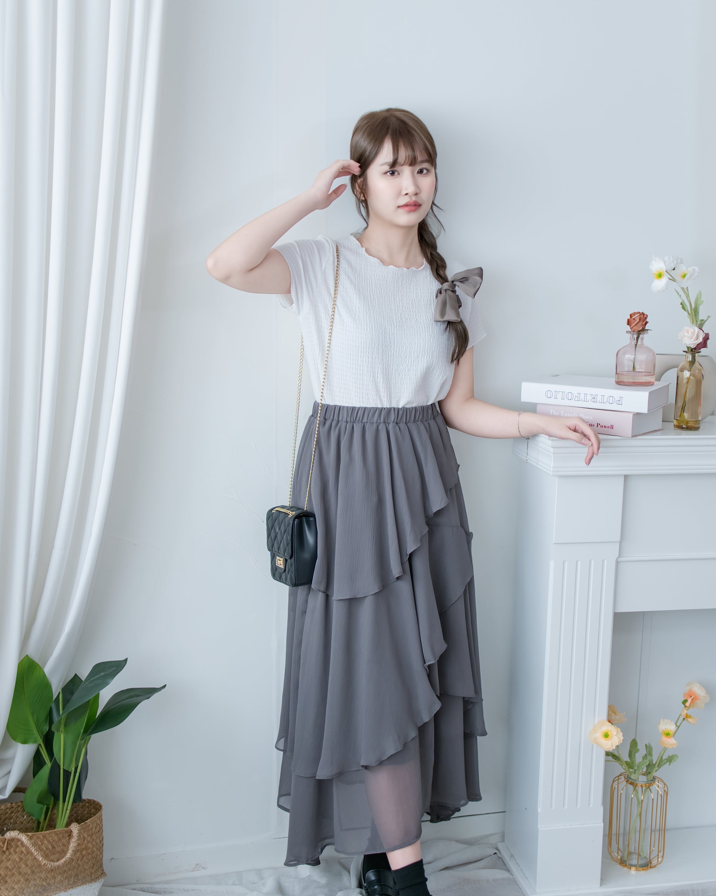 Chiffon Layer Skirt 飄逸雪紡多層次橡筋腰長裙/ SK8940 (pre-order)