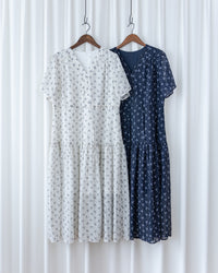 [intent label/intent製 ] Marguerite Chiffon Dress 瑪格麗特花束雪花連身裙/ DSA8005