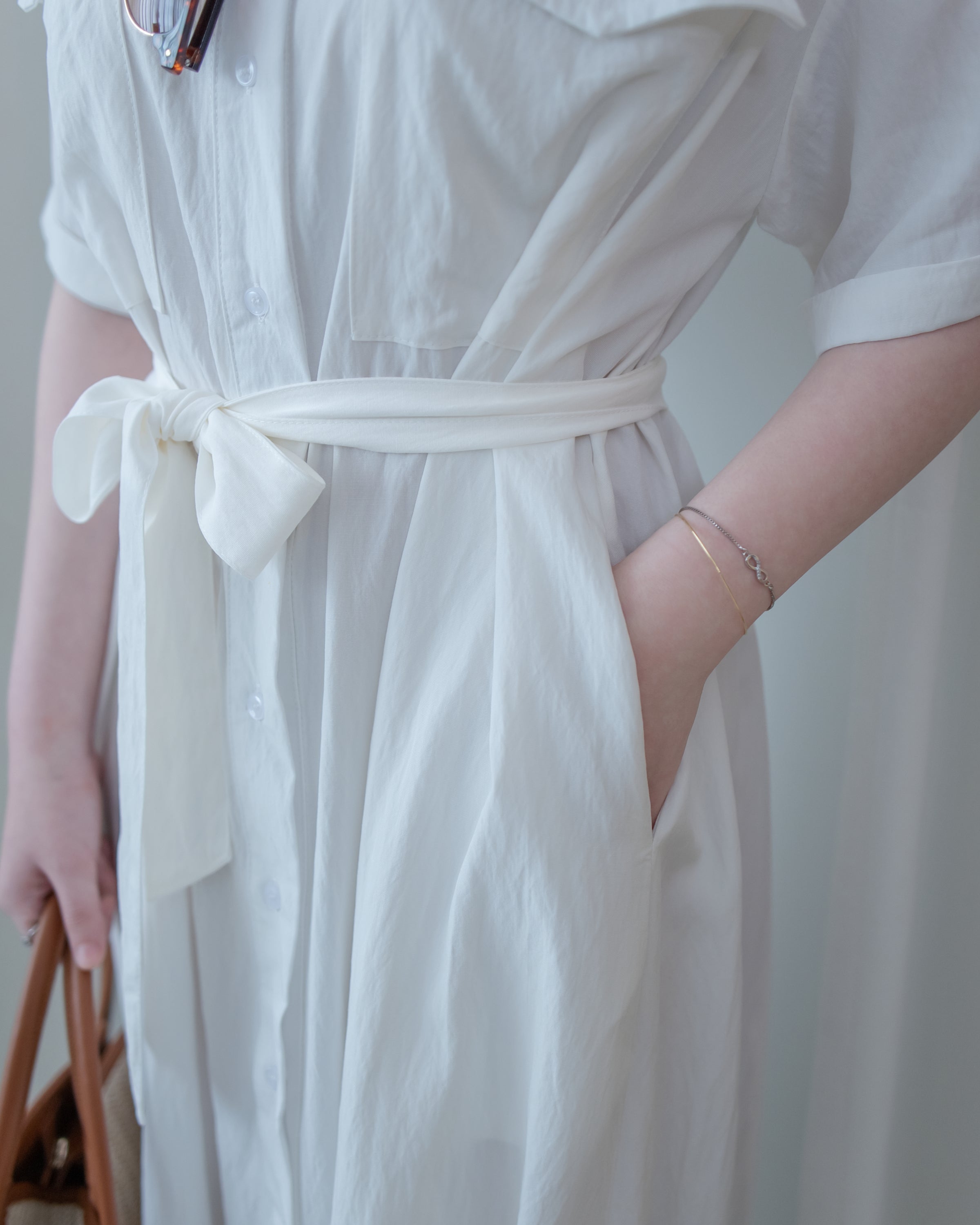 Louisa Dress 翻褶袖子修腰裙擺車褶連身裙/ DS1132