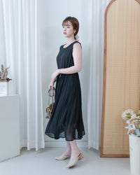 Chiffon Vest Dress 雪紡無袖修腰飄逸連身裙/ DS1134